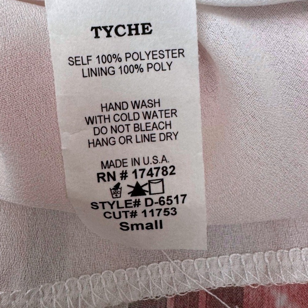 Tyche Shift Dress Tie Dye V-Neck Pink White Size Small Flutter Sleeve Mini - Picture 5 of 5